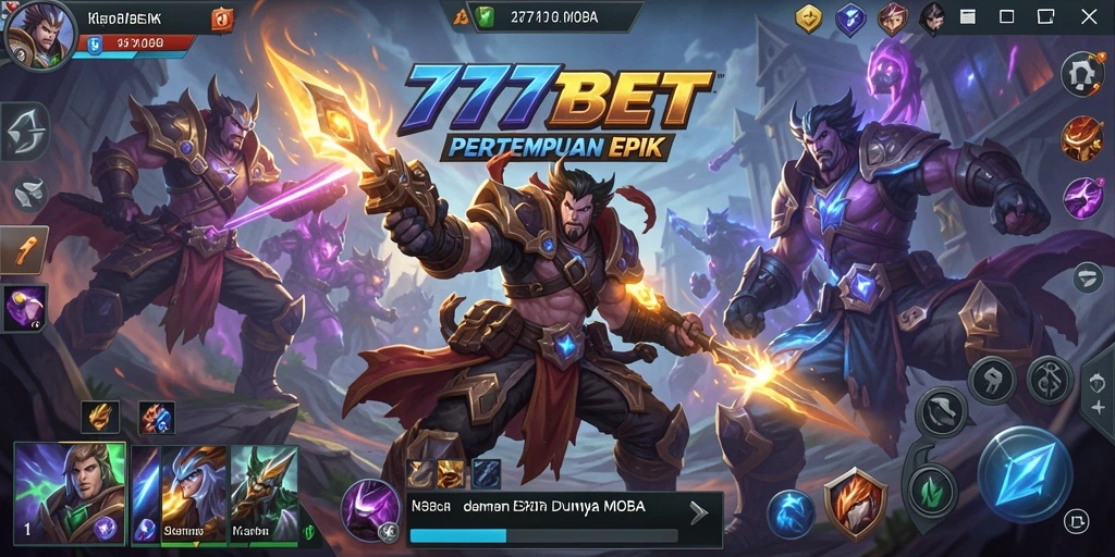 Tangkapan layar dari gameplay seru 777BET di arena MOBA.