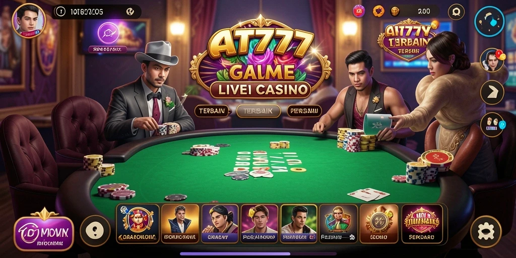 Tampilan gameplay Live Casino di AT777 yang mendebarkan dan interaktif.