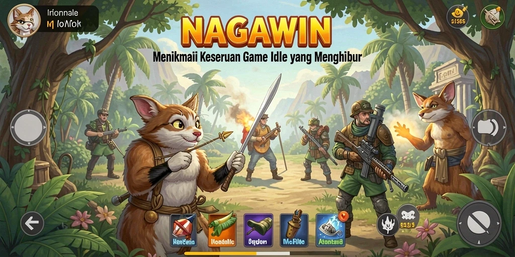 Tampilan gameplay NAGAWIN yang menarik dengan karakter yang unik.