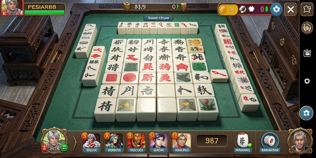 Gameplay menegangkan di PESIAR88 dengan ubin Mahjong yang indah.