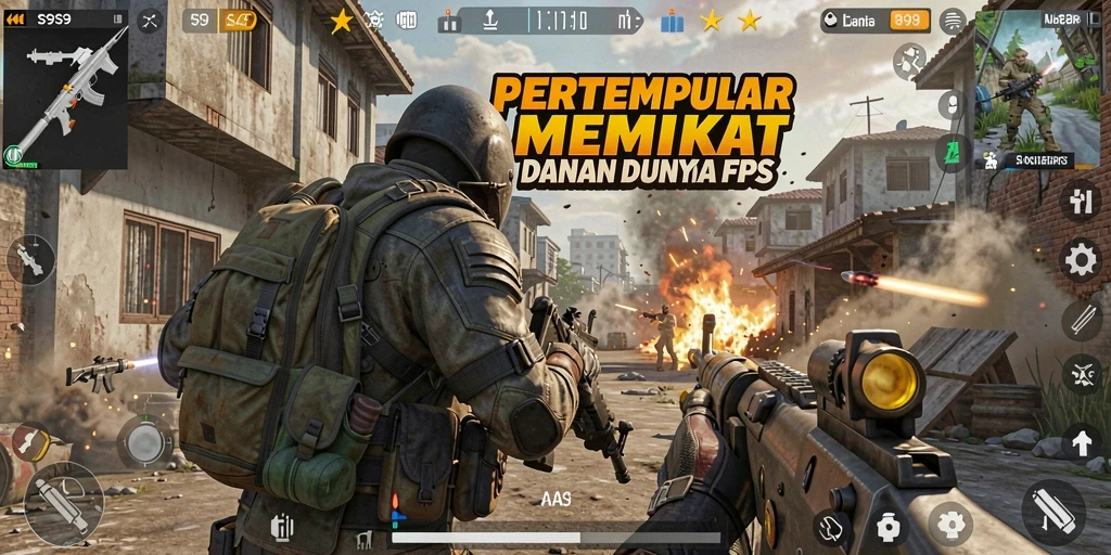 Screenshot utama S9S9 menampilkan aksi pertempuran FPS yang intens.