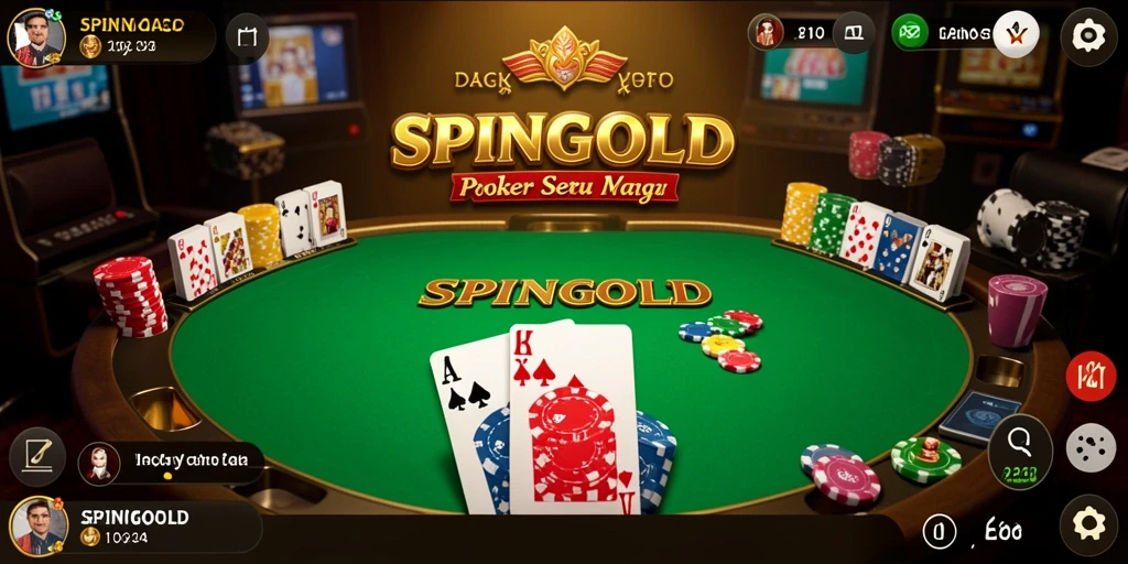 Tampilan gameplay SPINGOLD dengan suasana Poker yang menarik.