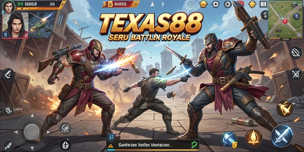 Screenshot utama TEXAS88 yang menampilkan intensitas gameplay Battle Royale.