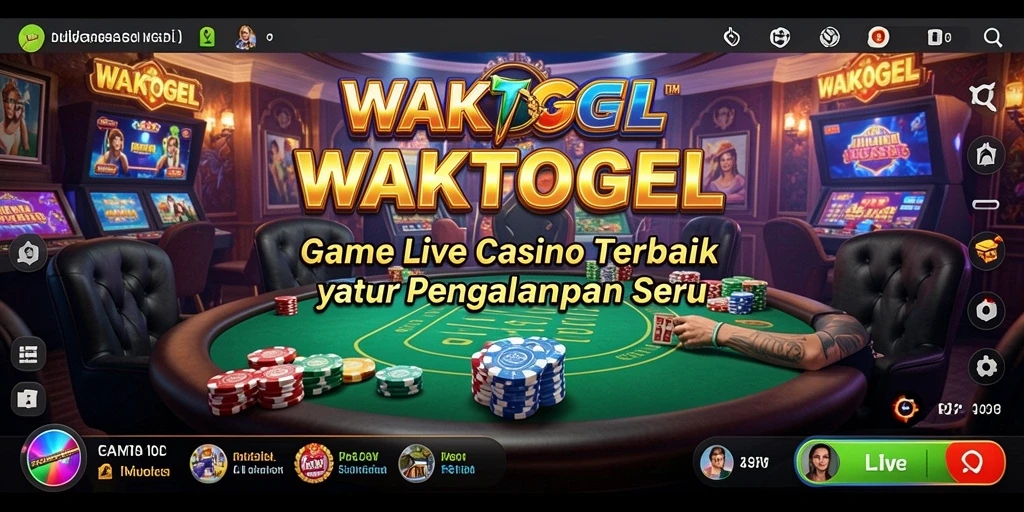 Tangkapan layar utama WAKTOGEL menampilkan dealer profesional dan atmosfer kasino yang mendebarkan.